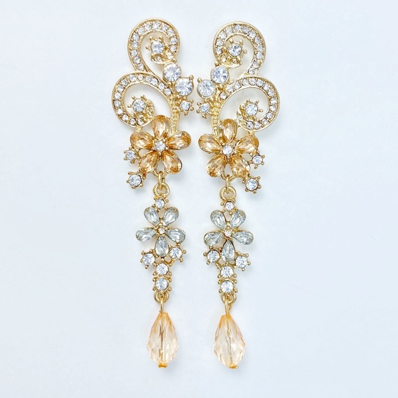 Crystal Chandelier Prom Pageant Bridal Earrings - Picture 4 of 5